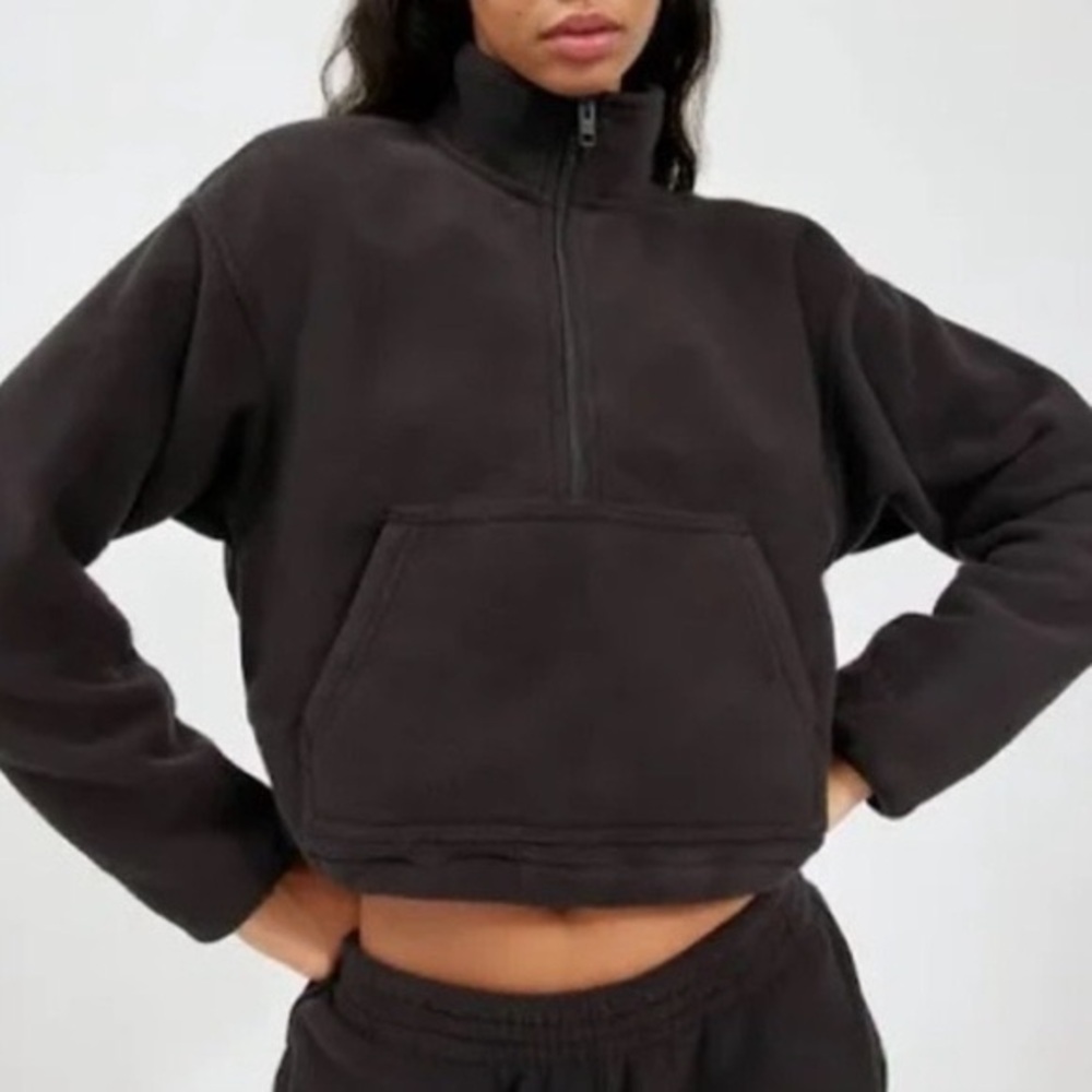Aritzia | TNA | Polar Fleece 1/2 Zip Pullover Black Size XS